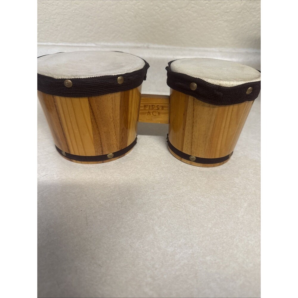 First Act Wood Bongo Drums Instrument Percussion Conga Bongos Wooden Set
